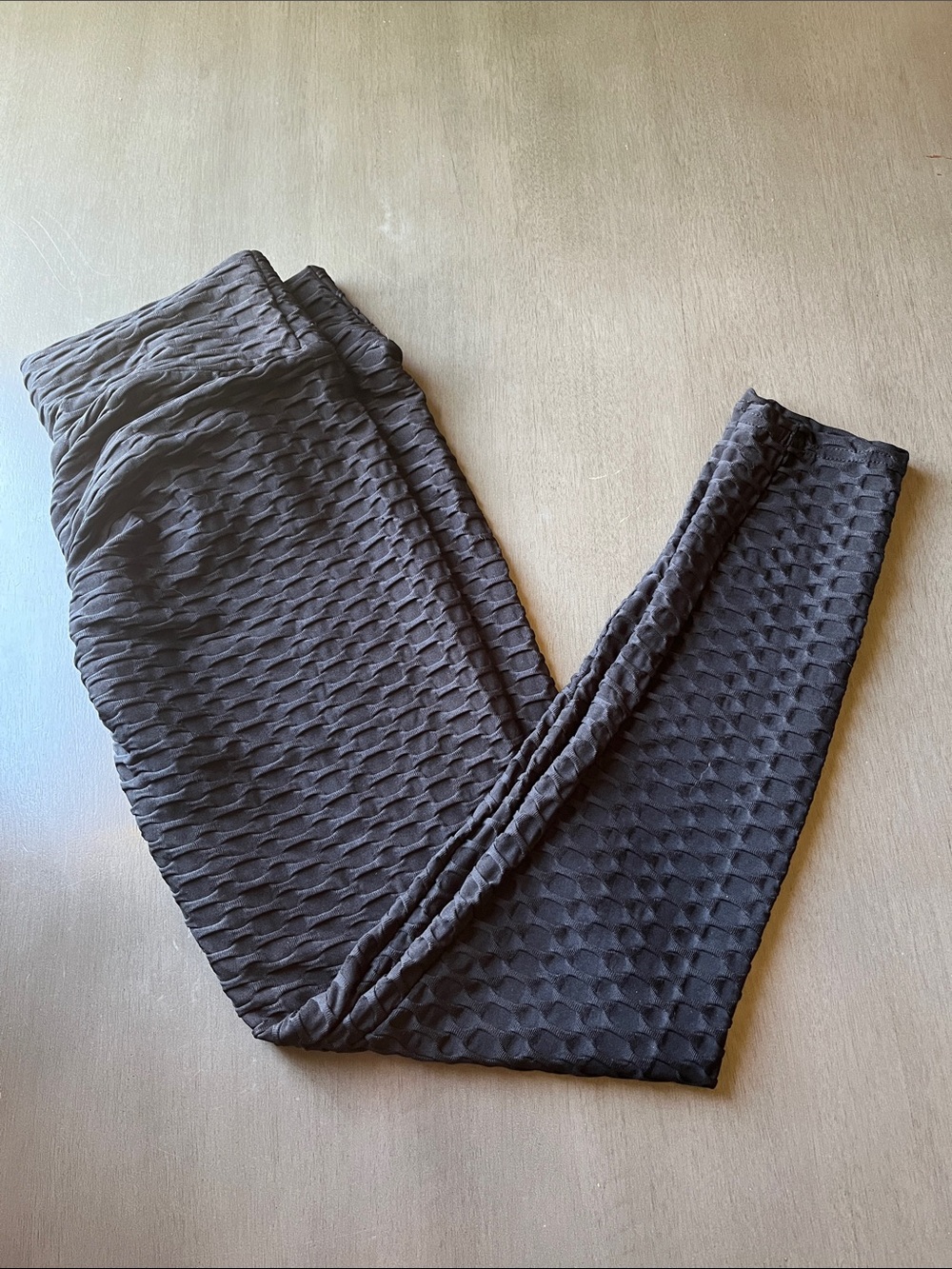 Textured Black Women's Leggings - Stretch High-Waist XL